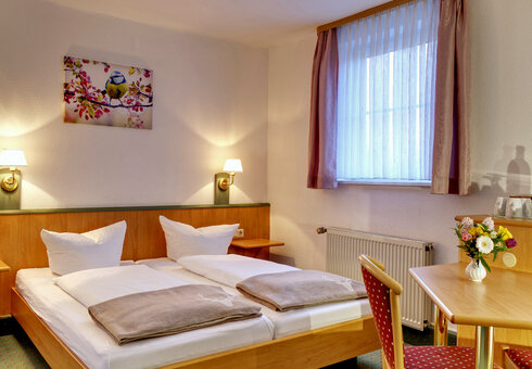 Blick in ein Doppelzimmer