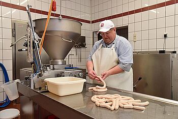 Wurstherstellung in Metzgerei (Fleischerei Löser in Zella-Mehlis)