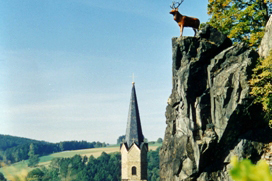 Felsen mit Hirsch