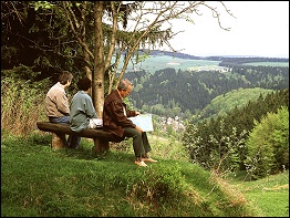 Ausblick auf kleine Bergdörfer