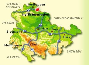 Lagekarte Kyffhäuserregion