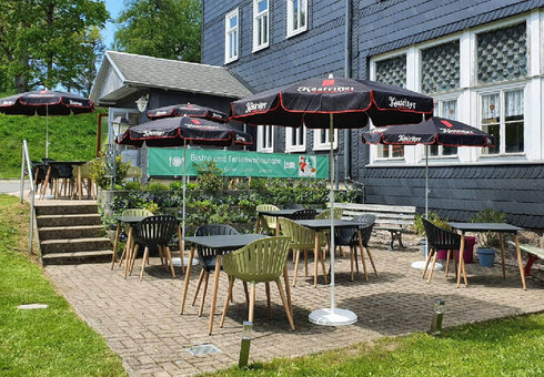 Terrasse an der Pension