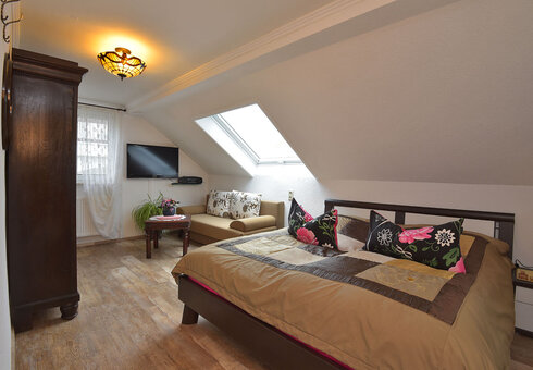 Blick in ein Schlafzimmer