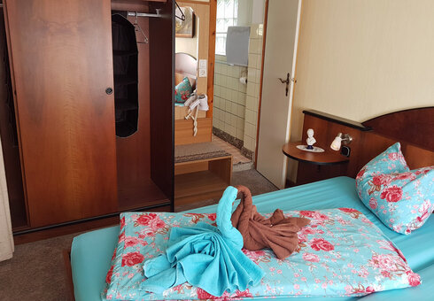 Blick in das Schlafzimmer