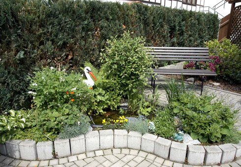 kleiner Gartenteich im Garten