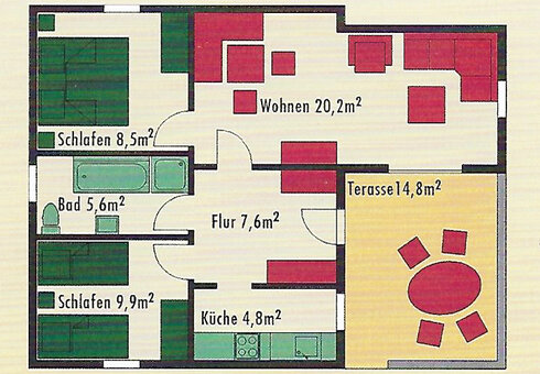 Grundriss der Ferienhäuser