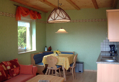Blick in ein Ferienhaus (Wohnzimmer/Küche)
