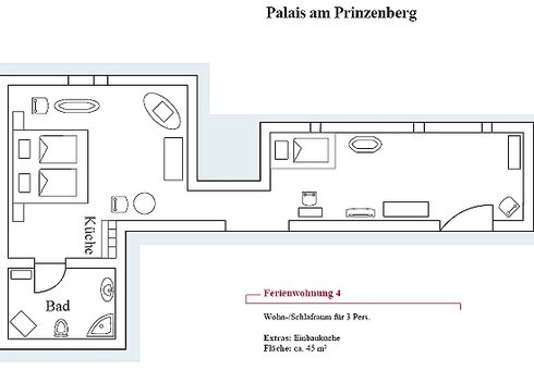 Grundriss Ferienwohnung 4 (ca. 45 m2)