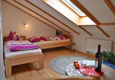 Blick in ein Schlafzimmer