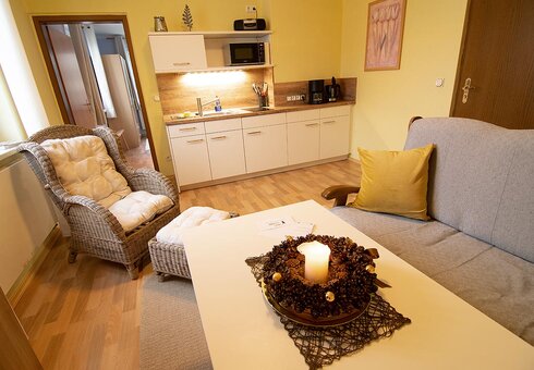 Blick in eine Fewo, Wohnzimmer