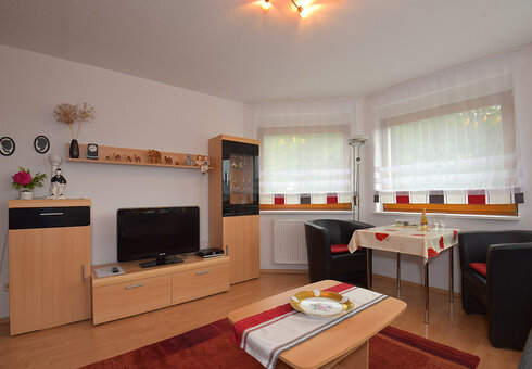 Wohnzimmer mit TV und Sitzecke