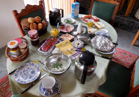 Frühstück in der Pension Huschet