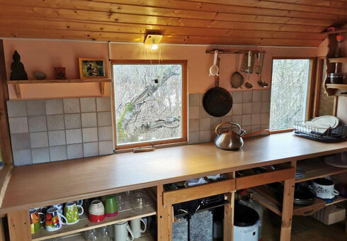 Blick in den Bauwagen