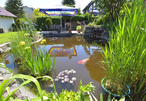 Gartenteich mit weiterer Terrasse
