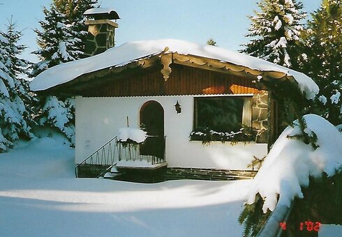 Ferienhaus am Wald im Winter