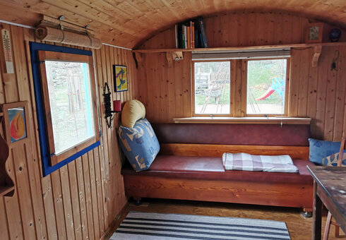 Blick in den Bauwagen