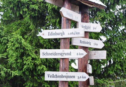Wegweiser auf dem Ruppberg