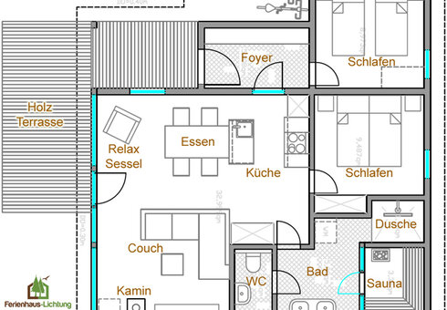 Ferienhaus für 4 Personen (mit Sauna)