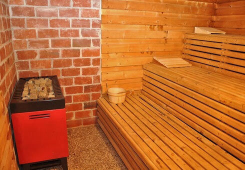 Blick in die hauseigene Sauna