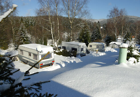 Campingplatz im Winter