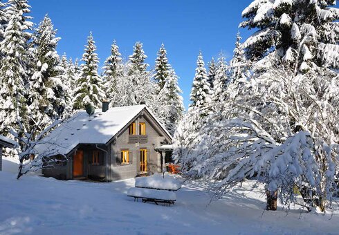 Winteransicht vom Ferienhaus