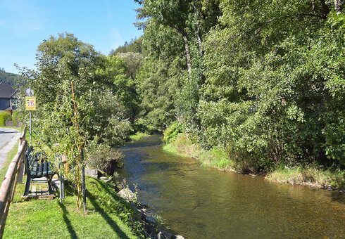 Fluss Schwarza vor dem Haus
