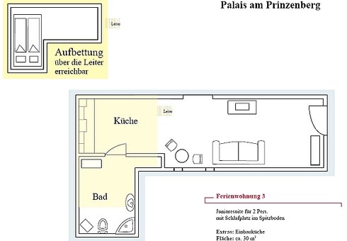 Grundriss Ferienwohnung 3 (ca. 30 m2)