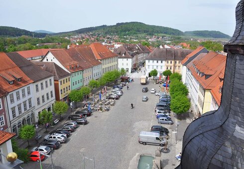 Blick vom Rathaus auf den Markt