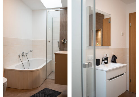 Bad mit Wanne, Dusche und WC