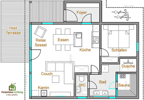 Ferienhaus für 2 Personen (mit Sauna)