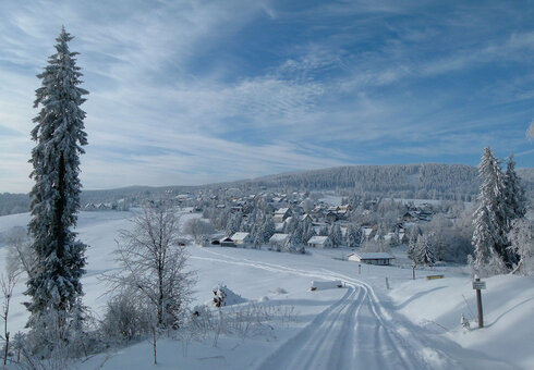 Blick auf Gehlberg im Winter
