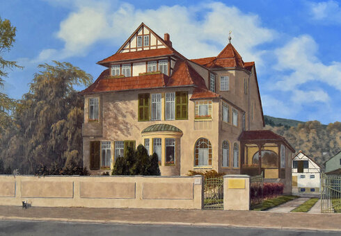 gemaltes Bild der Villa