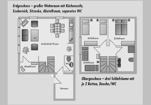 Grundriss der Ferienhäuser